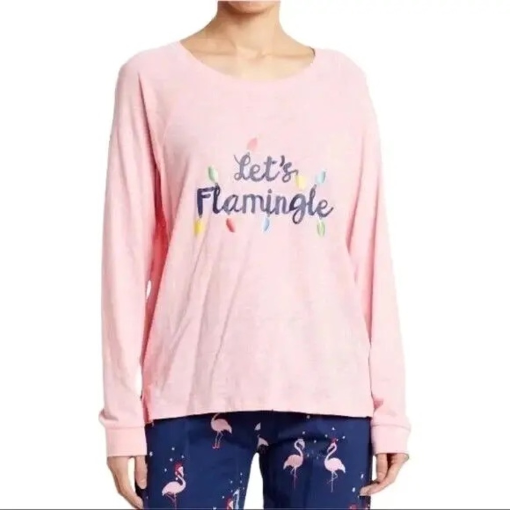 Cozy Zoe Let’s Flamingle Pink Tee Large New